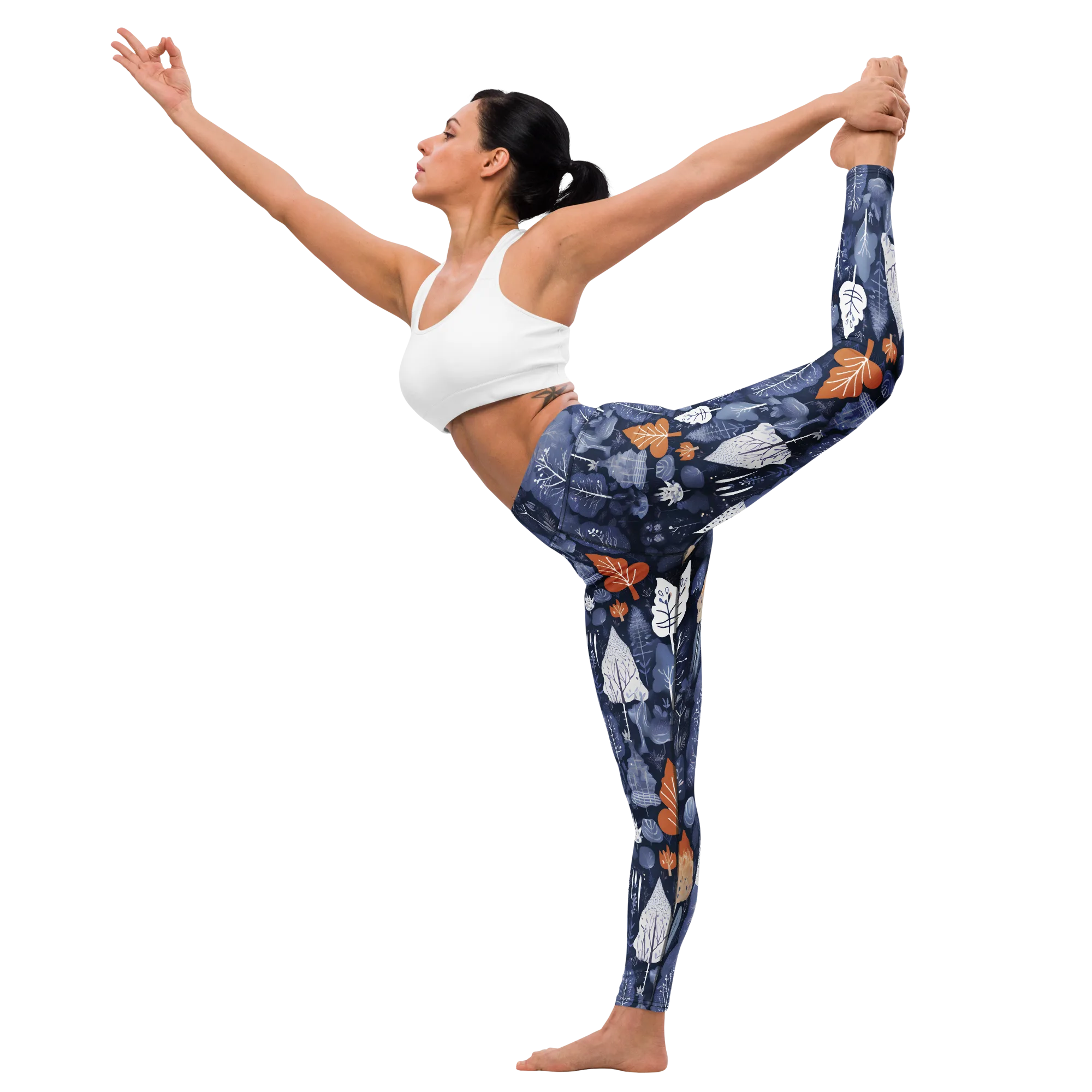 Midnight Canopy on Yoga Leggings — Front waist