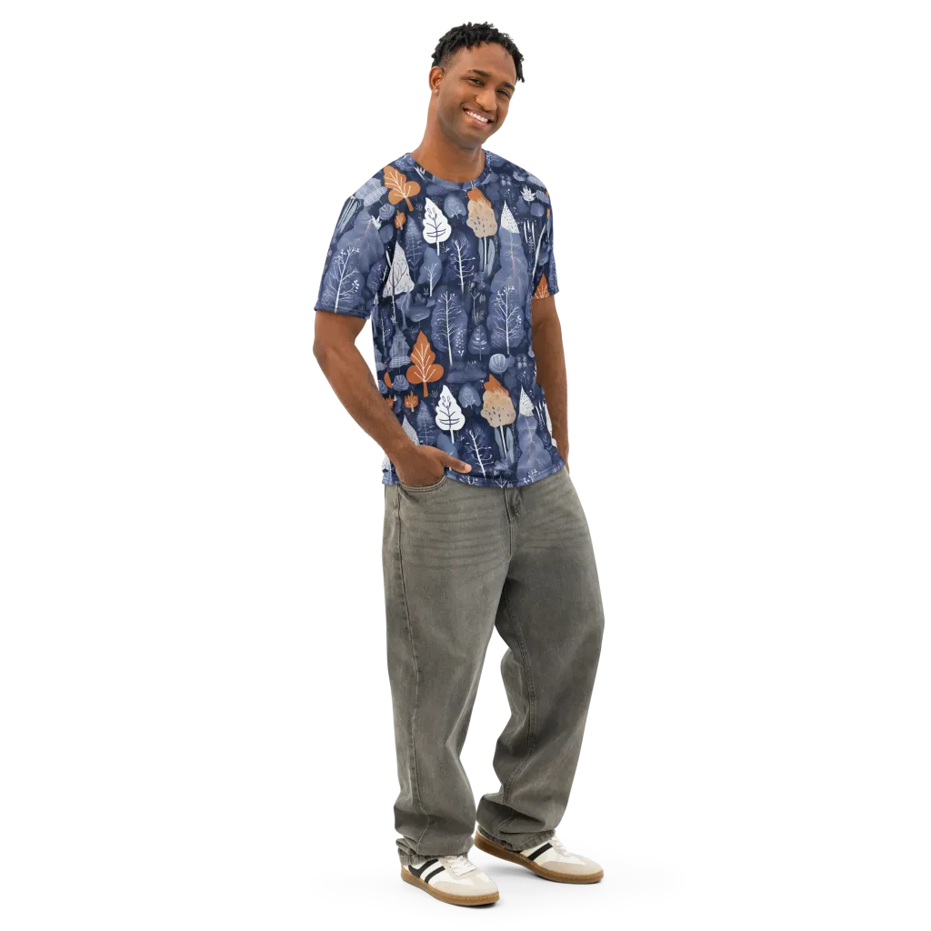 Midnight Canopy on Men's Cotton Crew Neck T-Shirt — Right Front