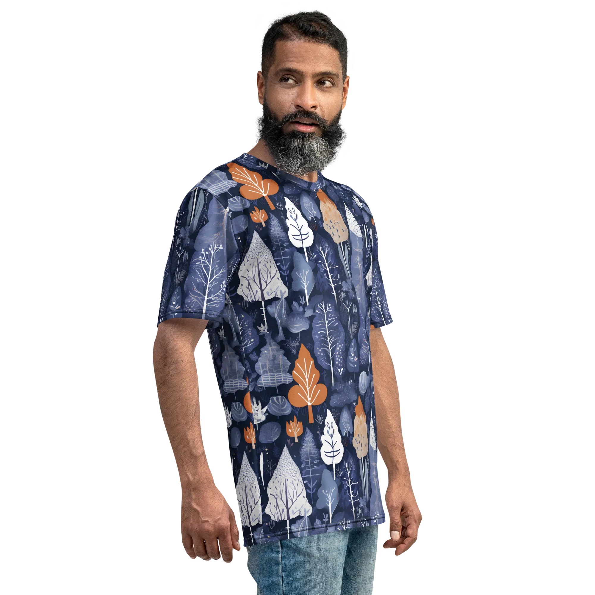 Midnight Canopy on Men's Crew Neck T-Shirt — Right sleeve