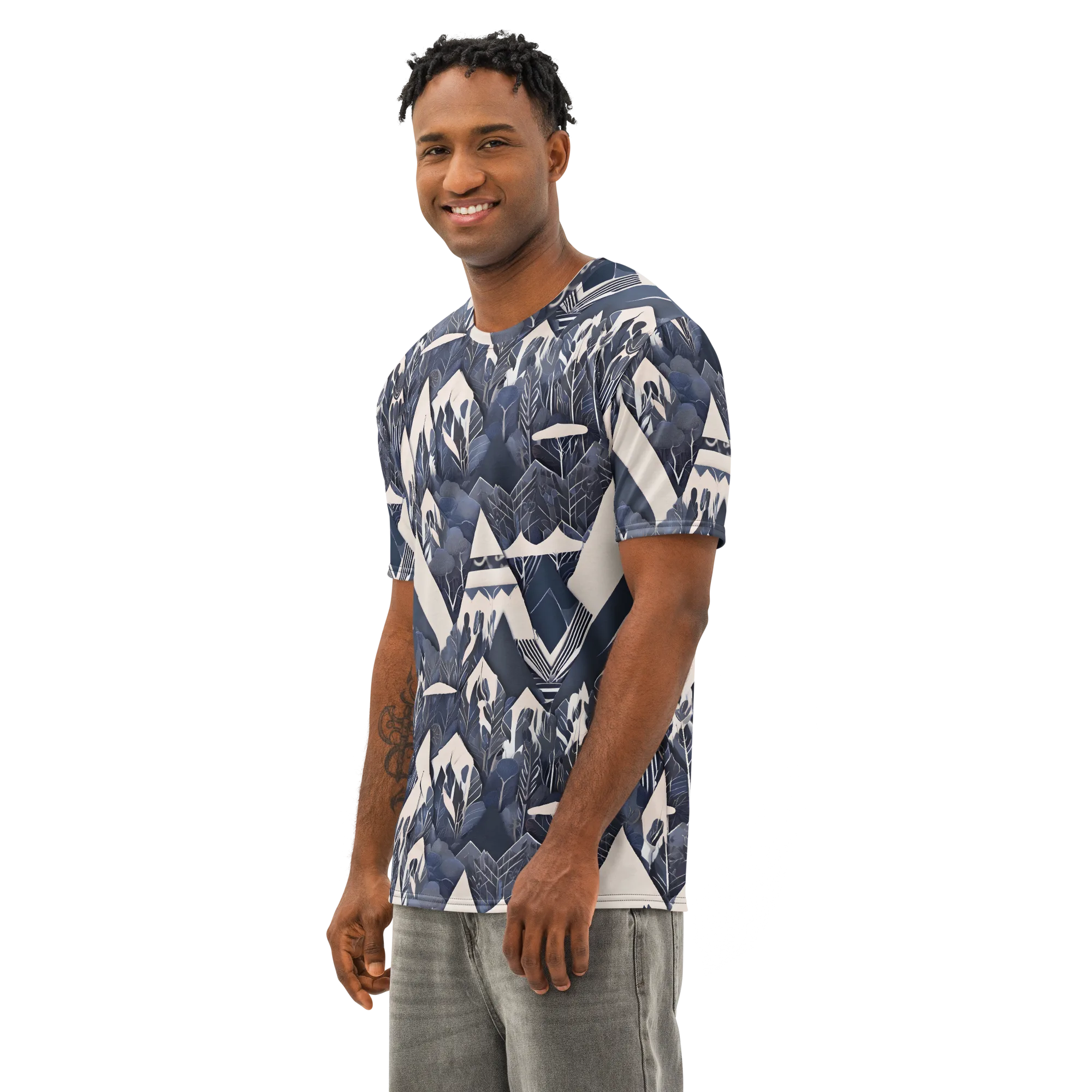 Nocturne Botanica on Men's Cotton Crew Neck T-Shirt — Left Front