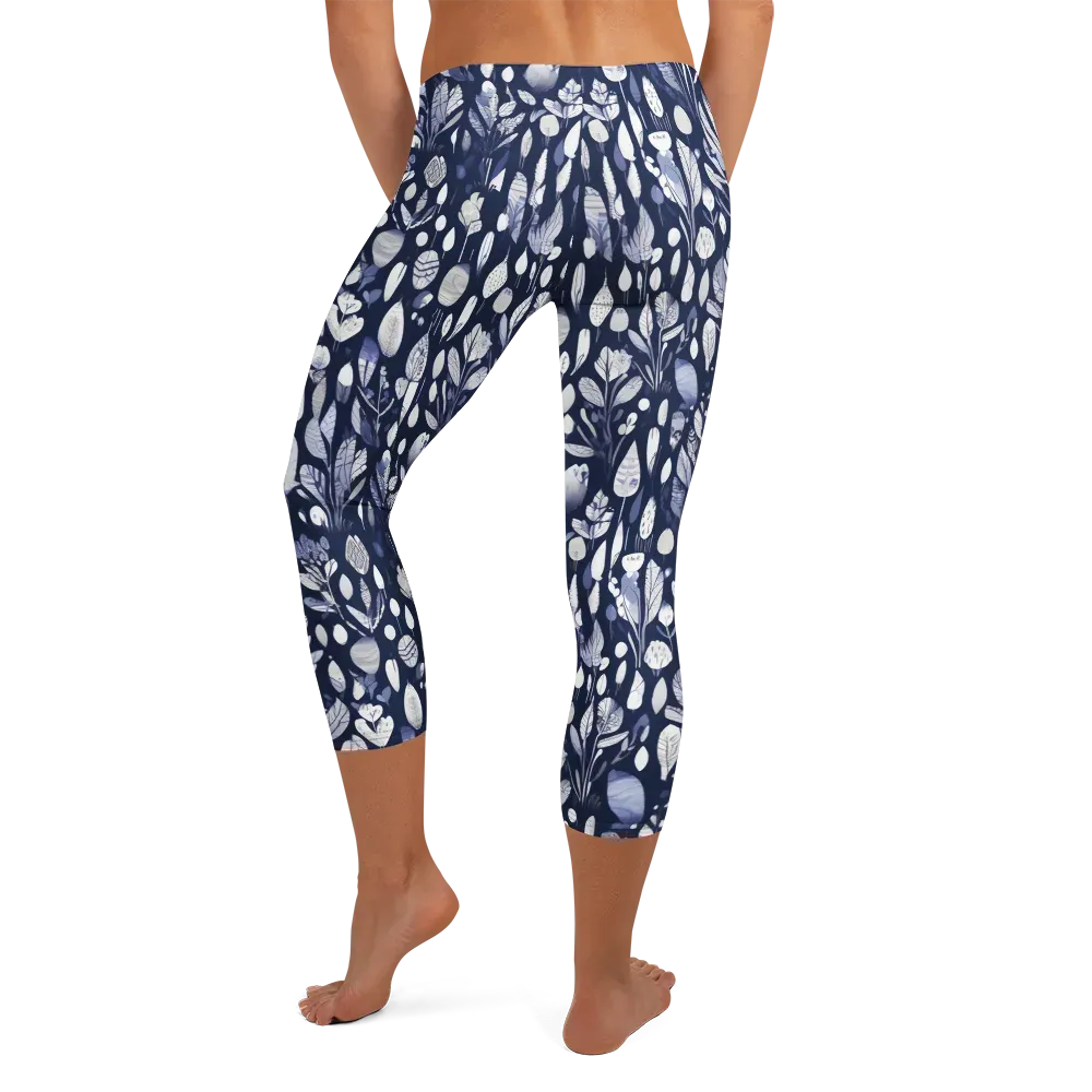 Midnight Herbarium on Capri Leggings — Back