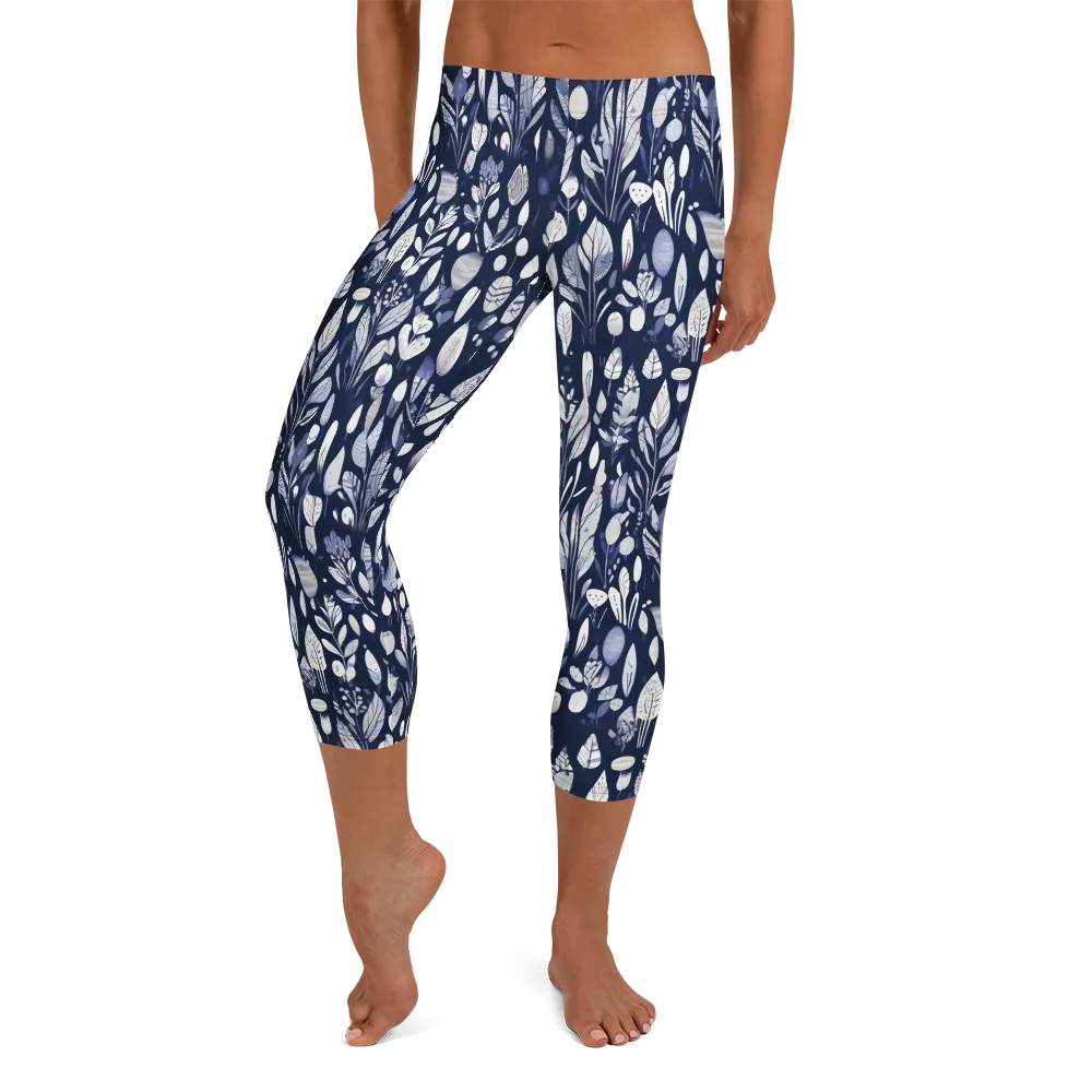Midnight Herbarium on Capri Leggings — Front