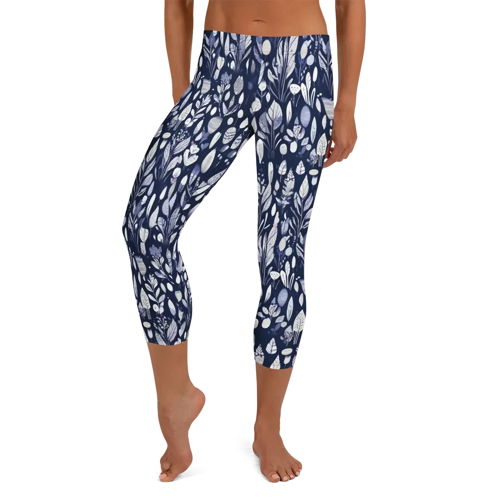 Midnight Herbarium on Capri Leggings — Front