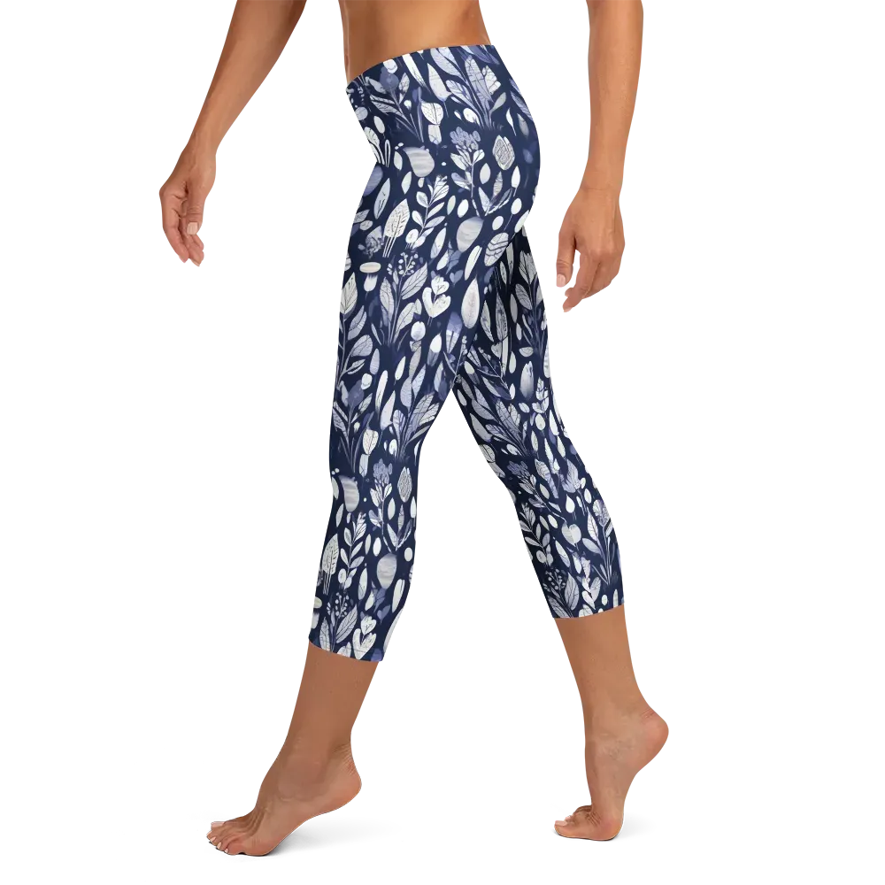 Midnight Herbarium on Capri Leggings — Left