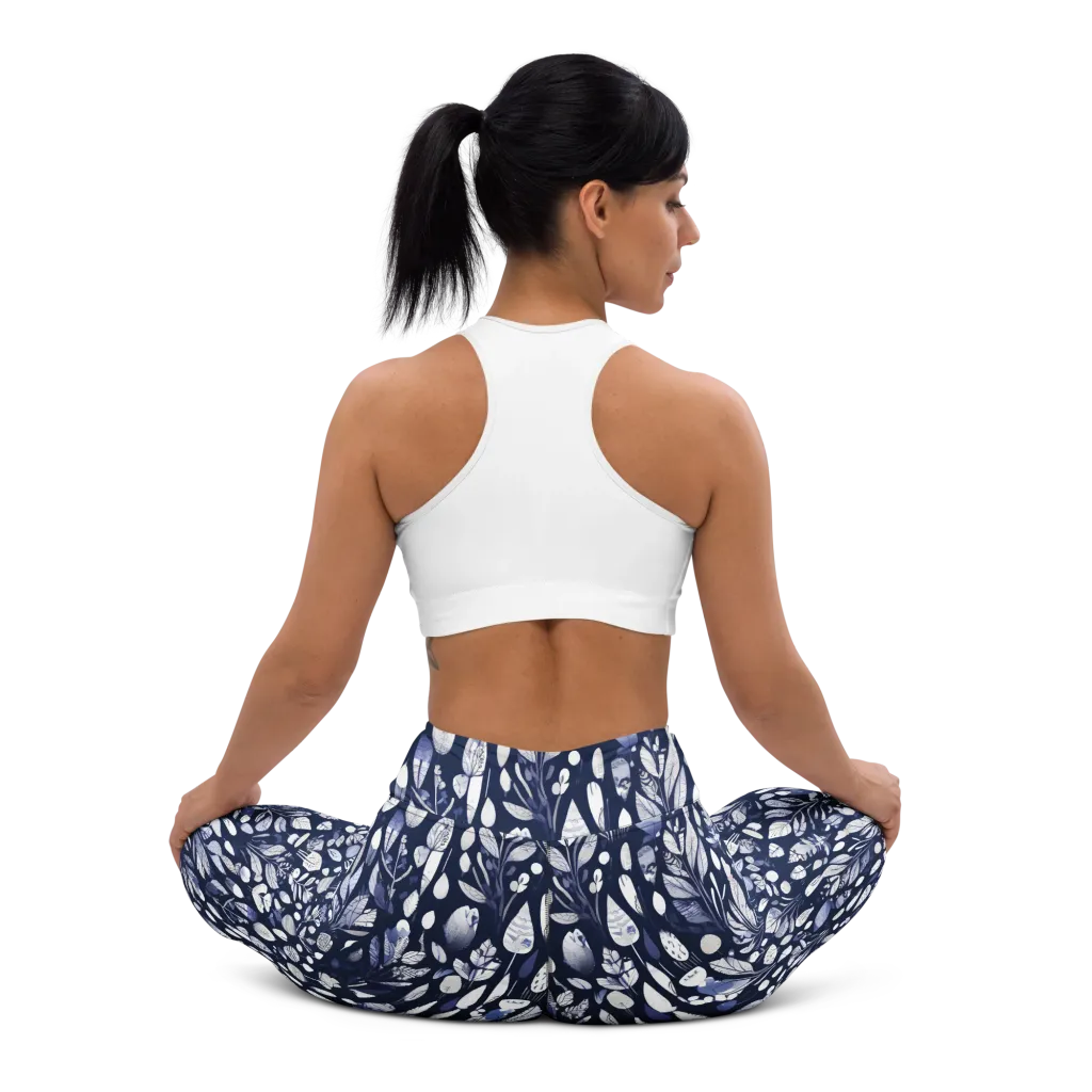 Midnight Herbarium on Yoga Leggings — Back waist
