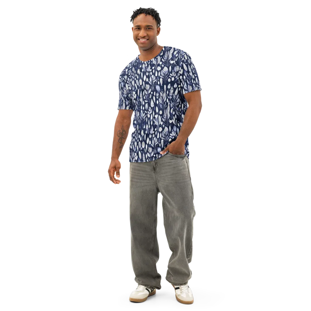 Midnight Herbarium on Men's Cotton Crew Neck T-Shirt — Front