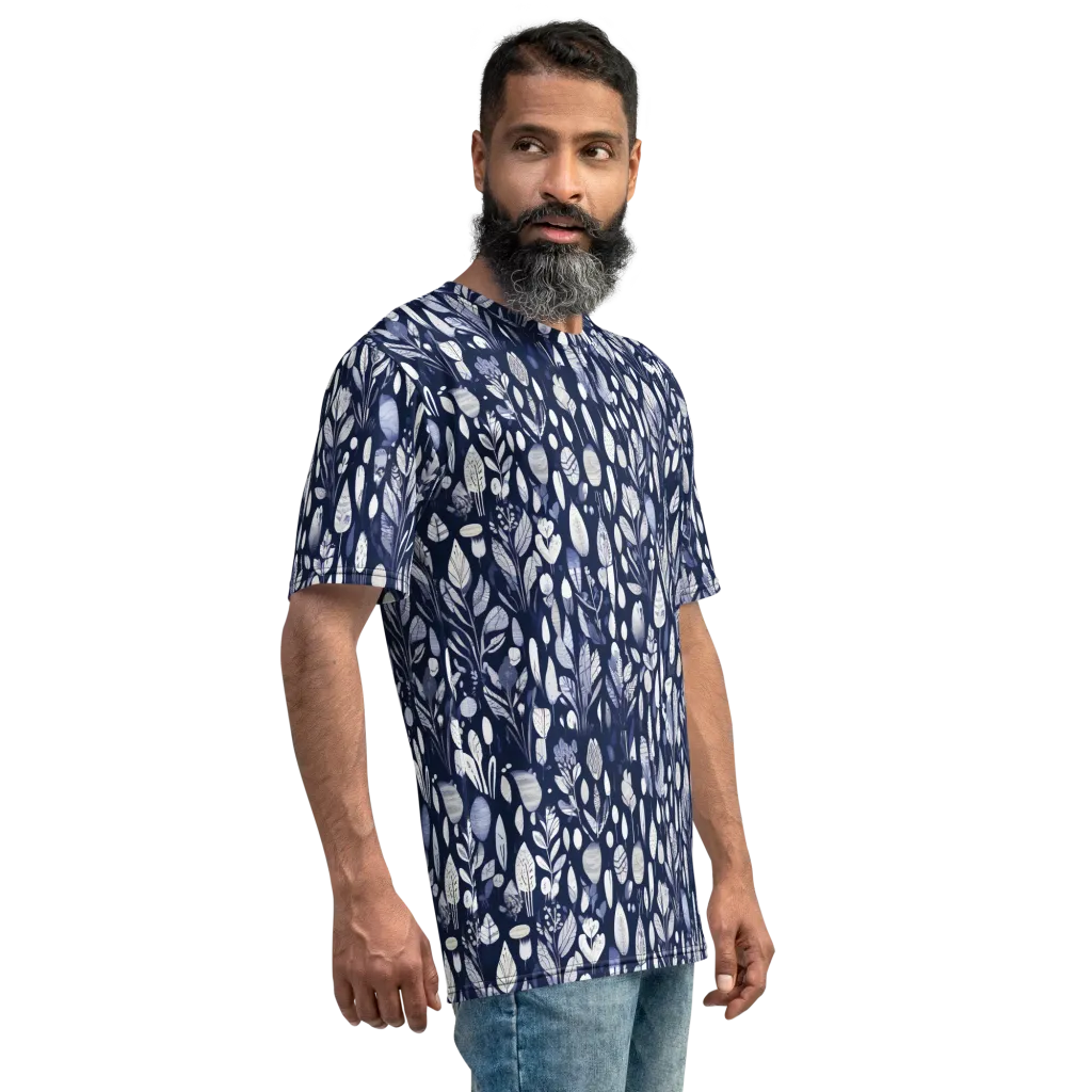 Midnight Herbarium on Men's Crew Neck T-Shirt — Right sleeve