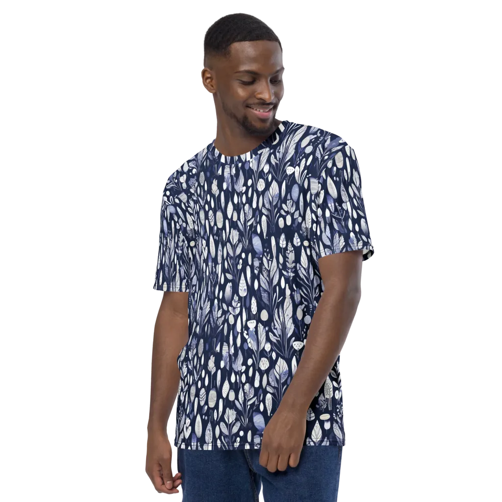 Midnight Herbarium on Men's Crew Neck T-Shirt — Left sleeve
