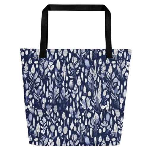 Midnight Herbarium on a Large Tote Bag W/ Pocket