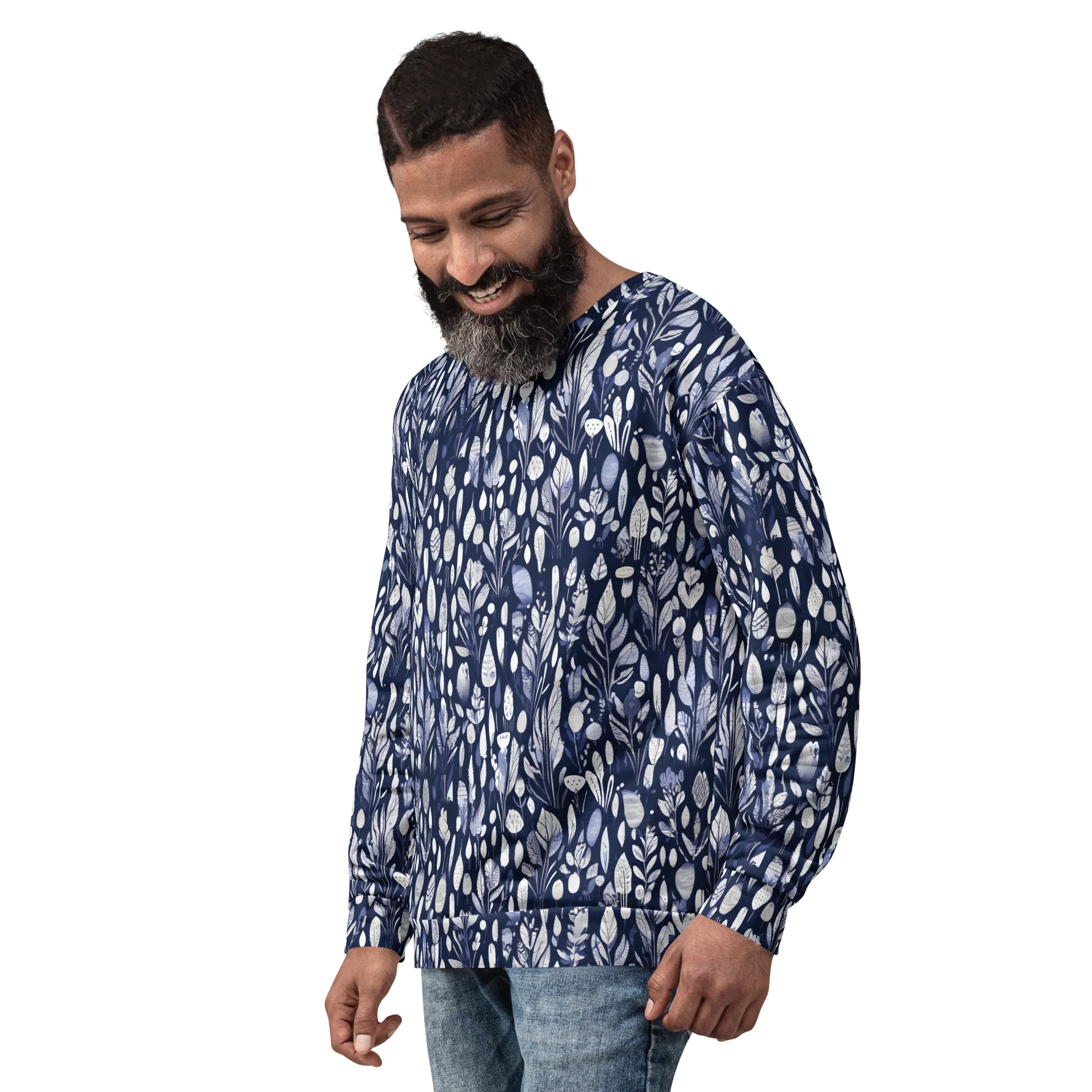 Midnight Herbarium on Sweatshirt — Left sleeve