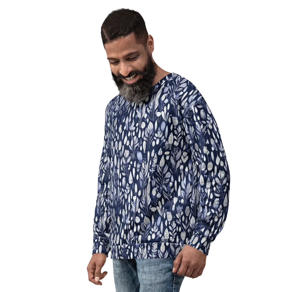Midnight Herbarium on Sweatshirt — Left sleeve