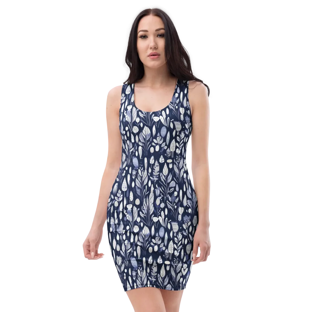 Midnight Herbarium on Bodycon Dress — Front