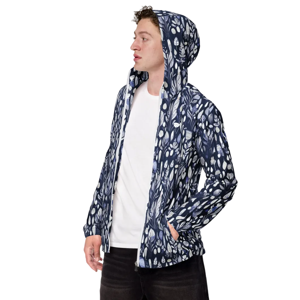 Midnight Herbarium on Men's Windbreaker — Left Front