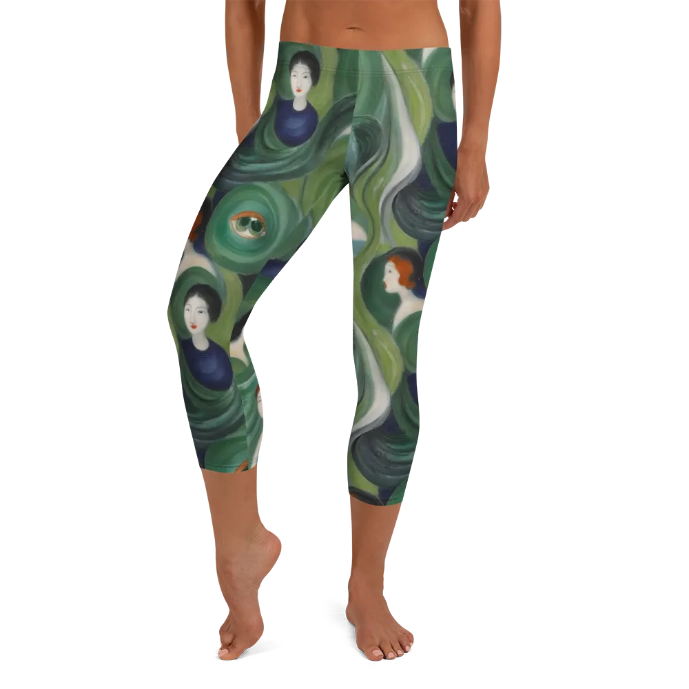 Emerald Reverie on Capri Leggings — Front