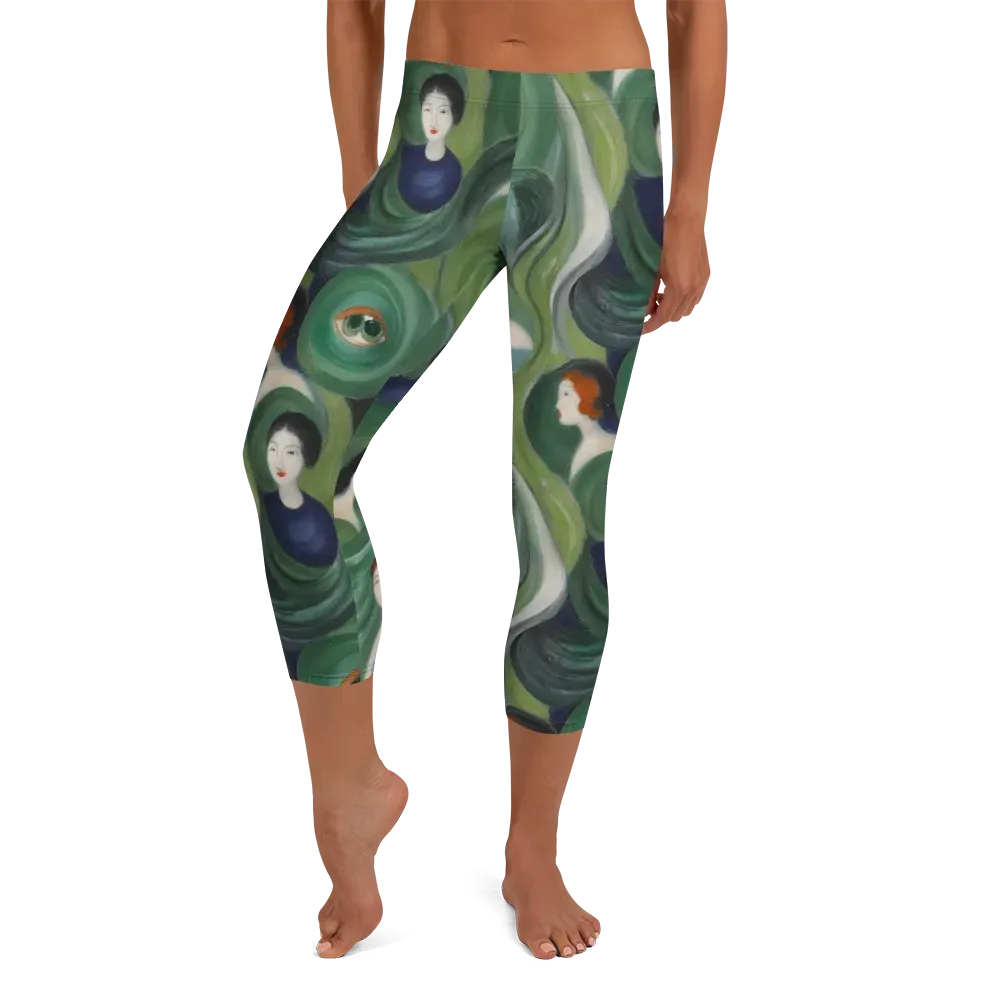 Emerald Reverie on Capri Leggings — Front