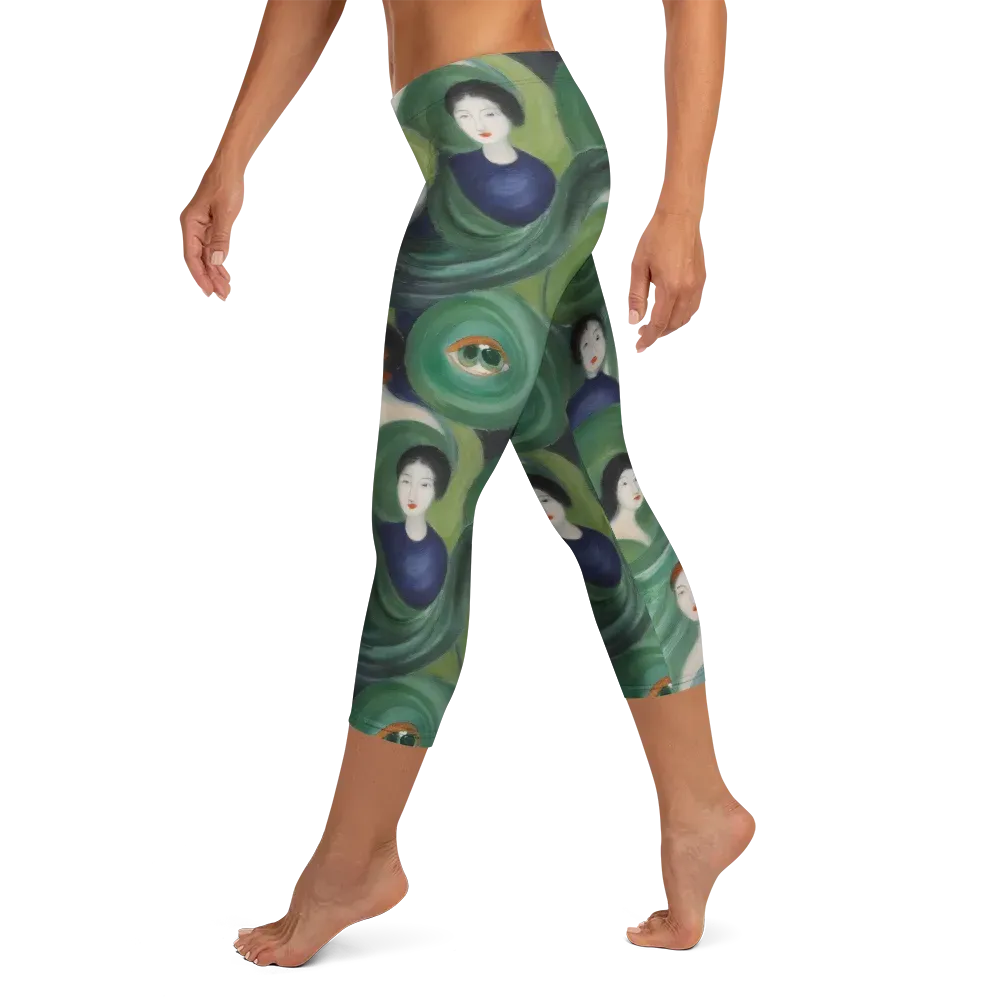 Emerald Reverie on Capri Leggings — Left