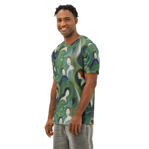Emerald Reverie on a Men's Cotton Crew Neck T-Shirt