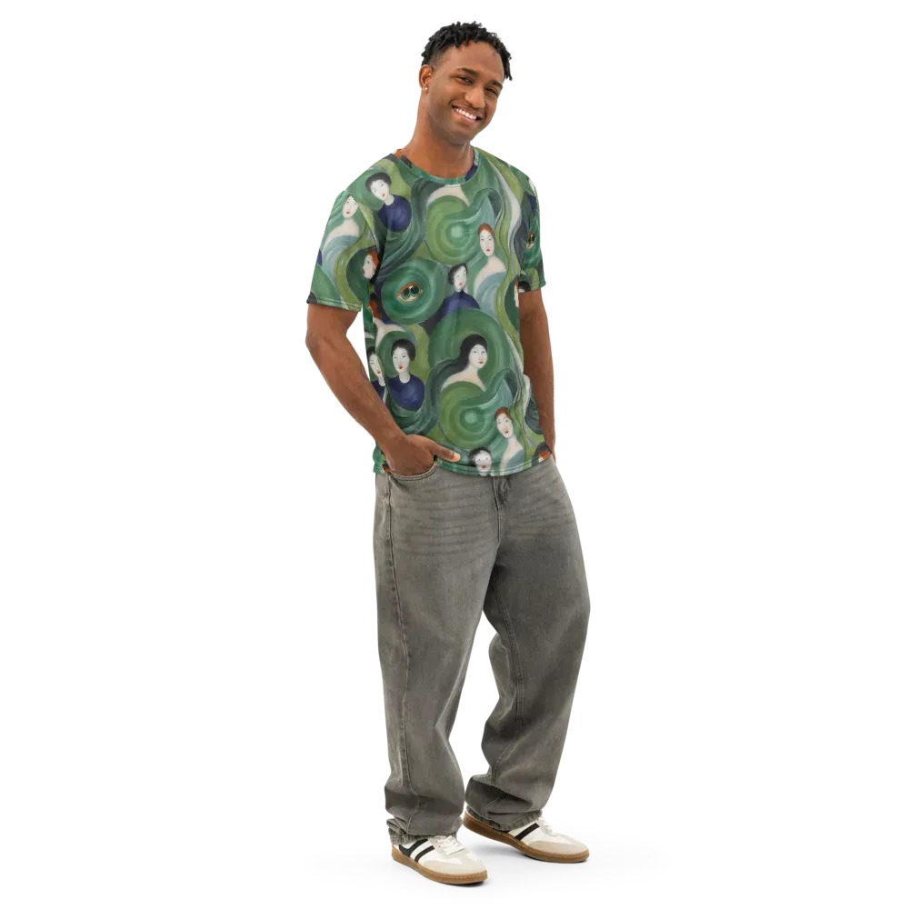 Emerald Reverie on Men's Cotton Crew Neck T-Shirt — Right Front
