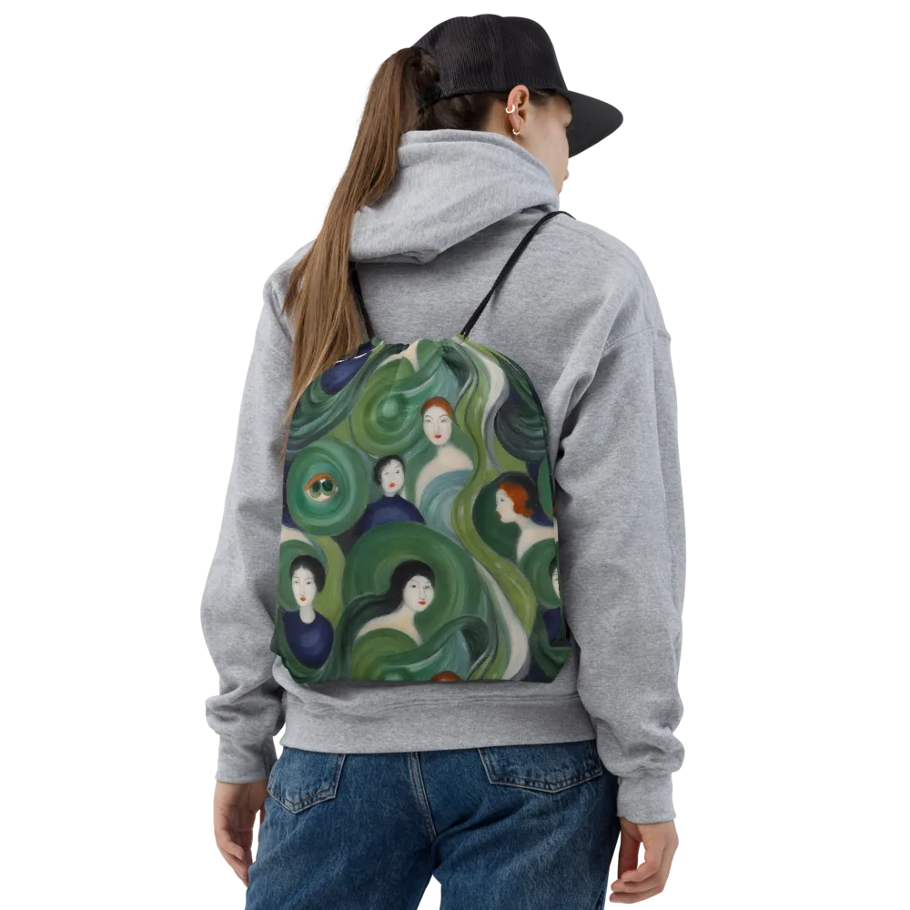 Emerald Reverie on Drawstring Bag — Front