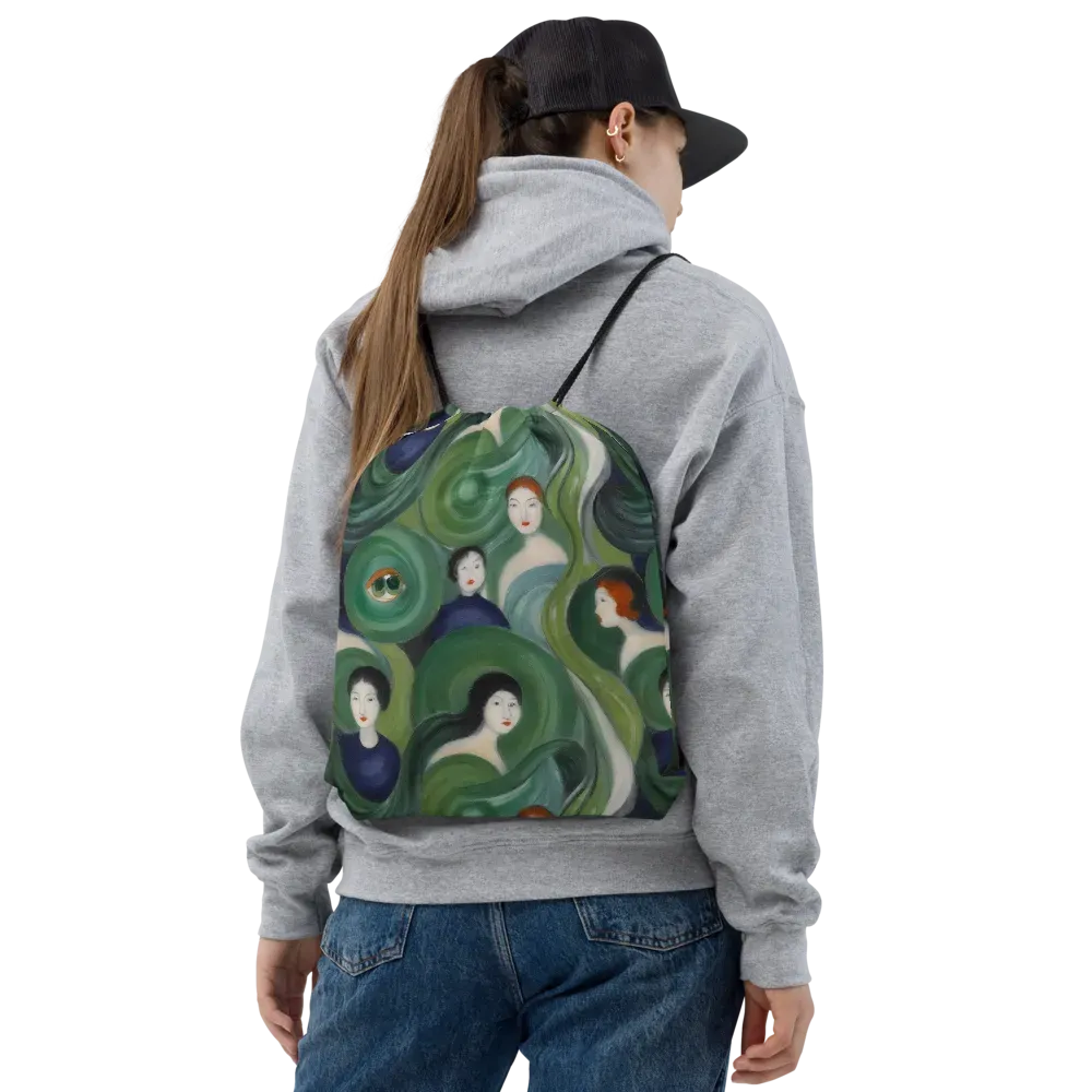 Emerald Reverie on Drawstring Bag — Front