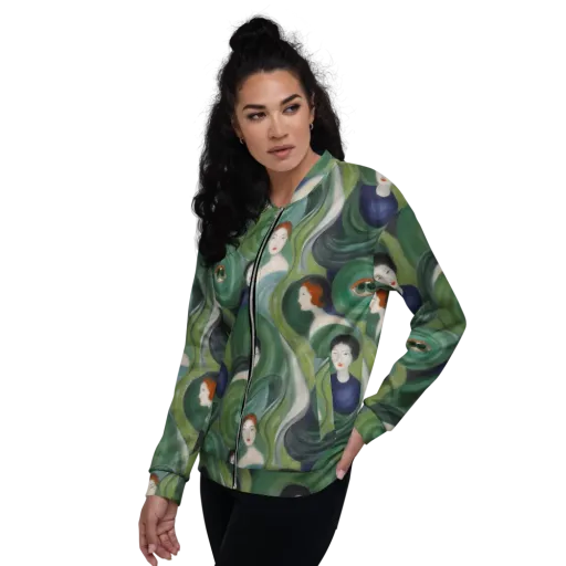 Emerald Reverie on a Bomber Jacket