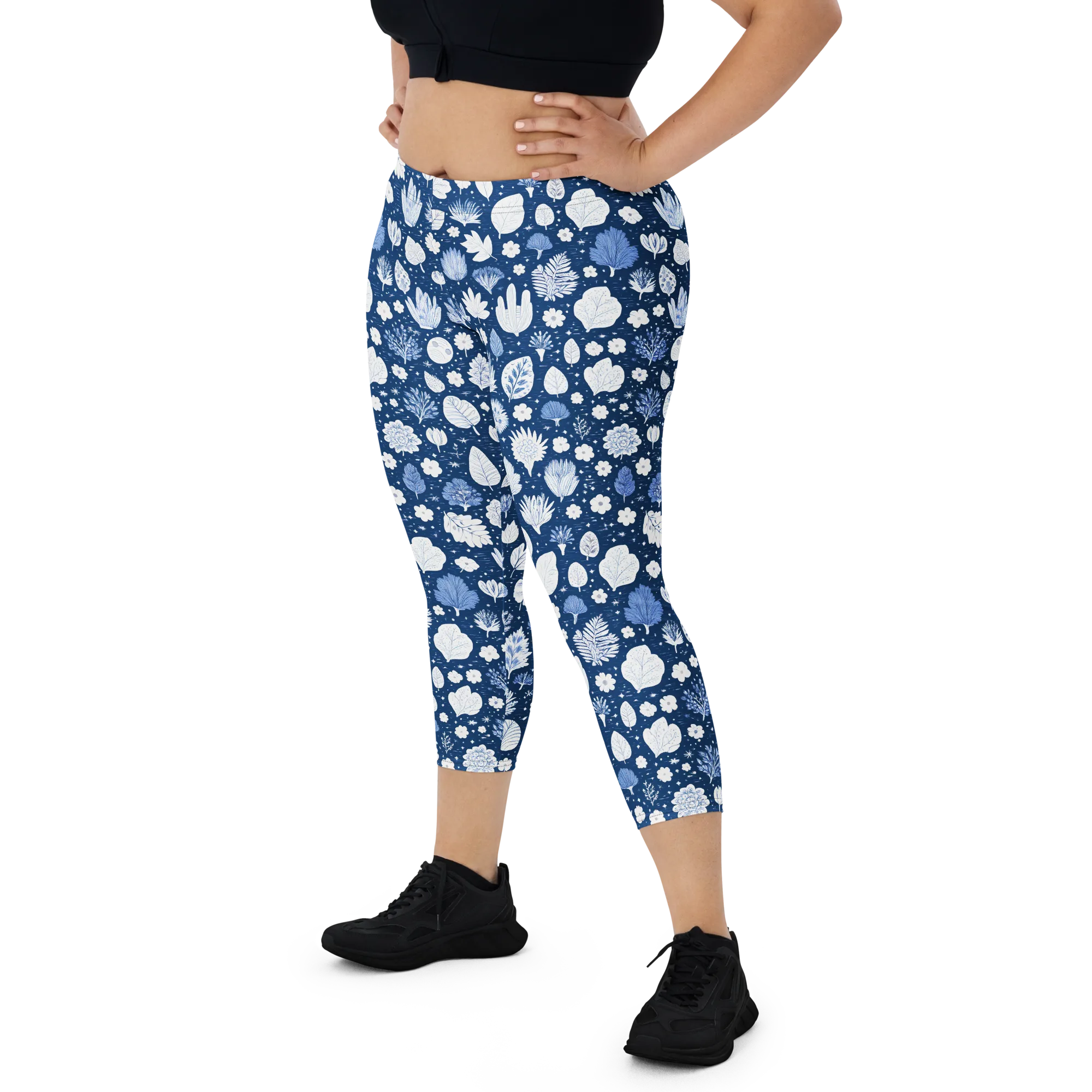 Indigo Herbarium on Capri Leggings — Print file