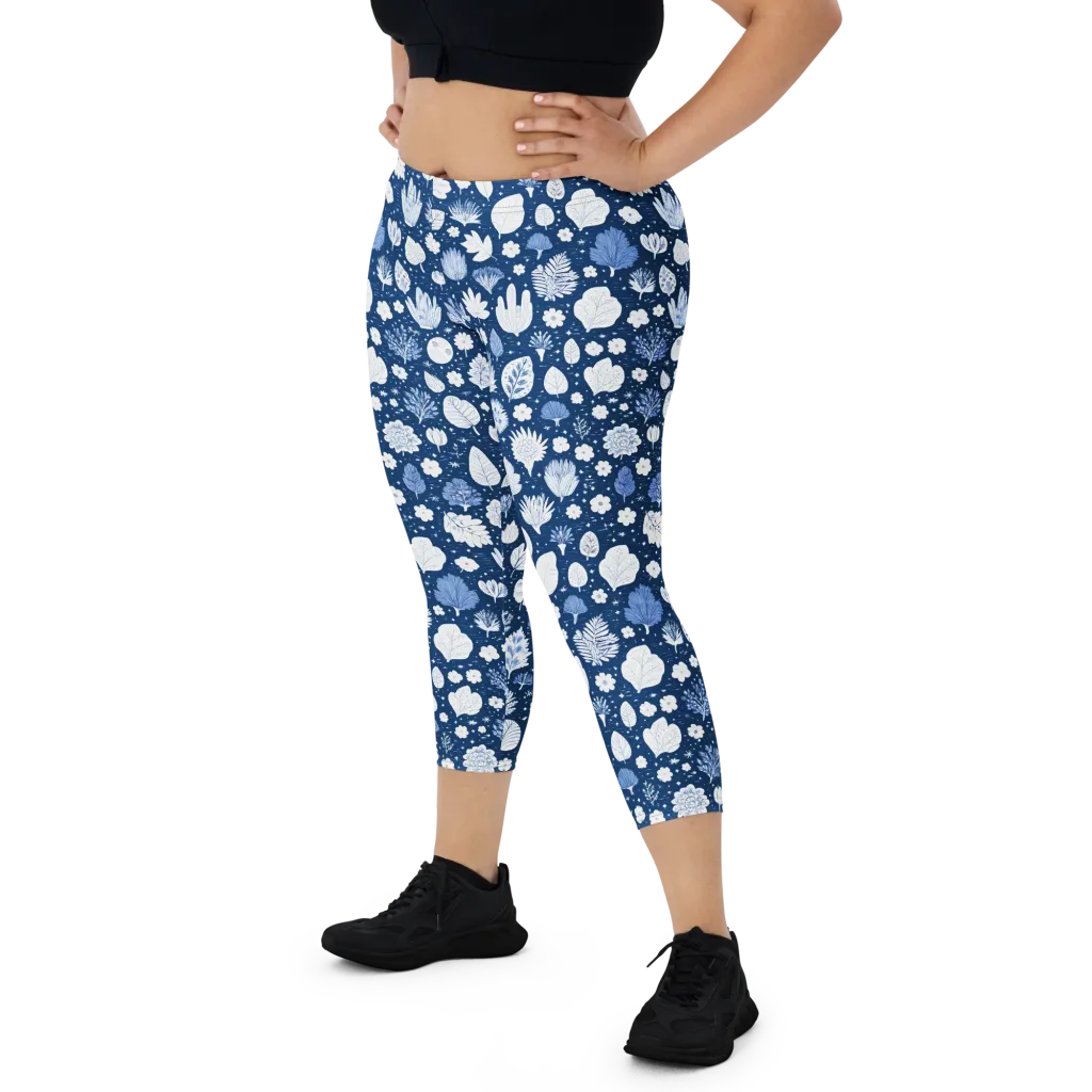 Indigo Herbarium on Capri Leggings — Print file