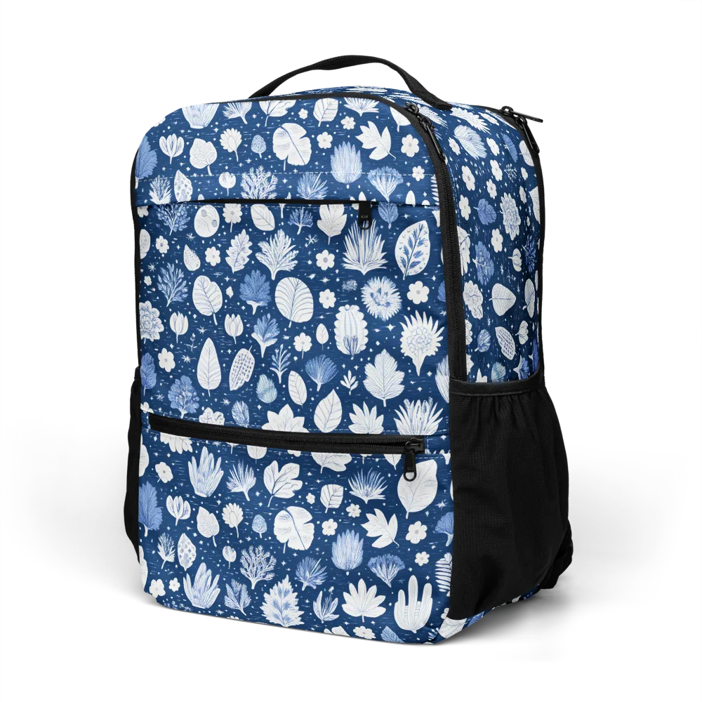 Indigo Herbarium on Utility Backpack — Bottom print
