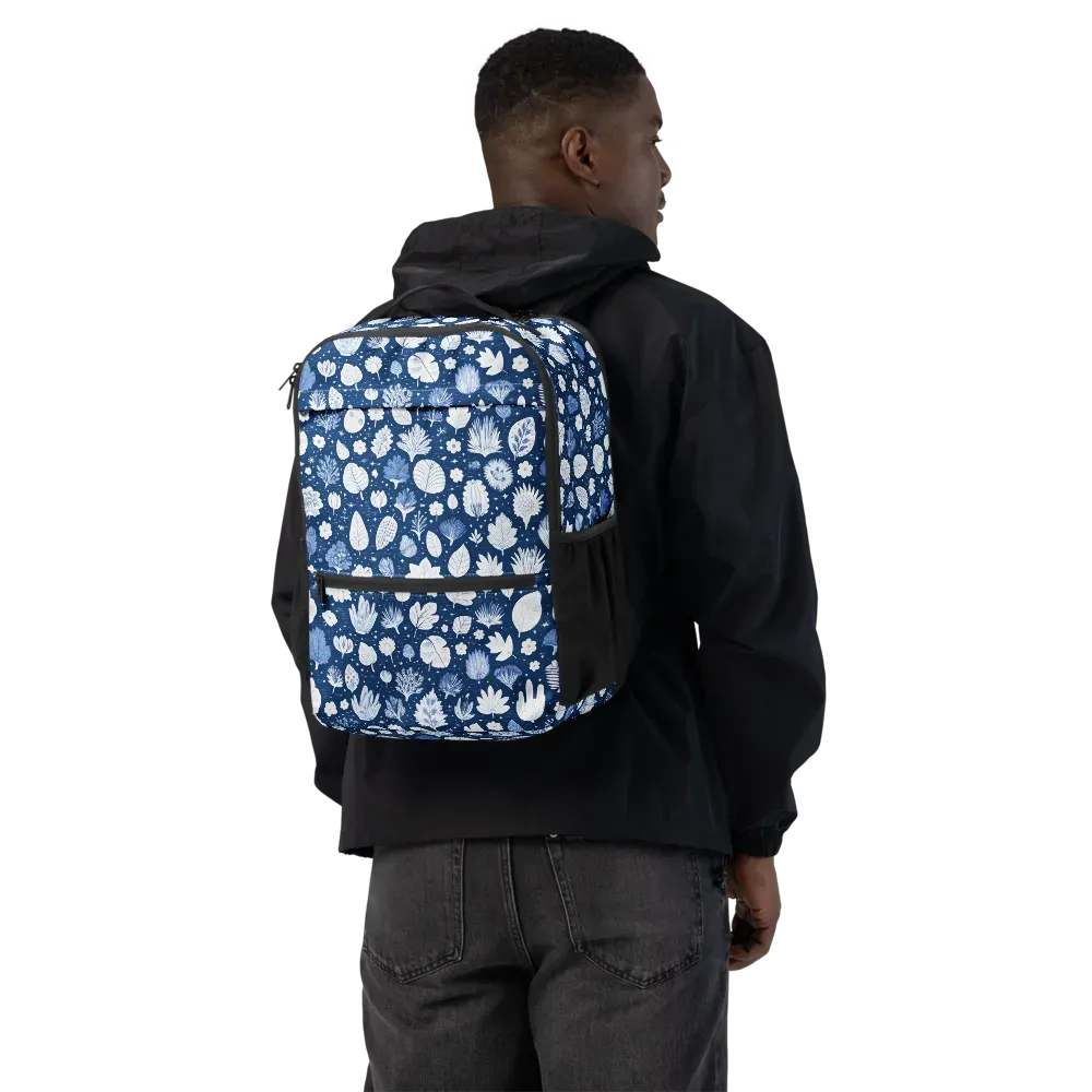 Indigo Herbarium on Utility Backpack — Back