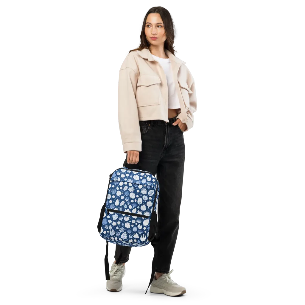 Indigo Herbarium on Utility Backpack — Top print