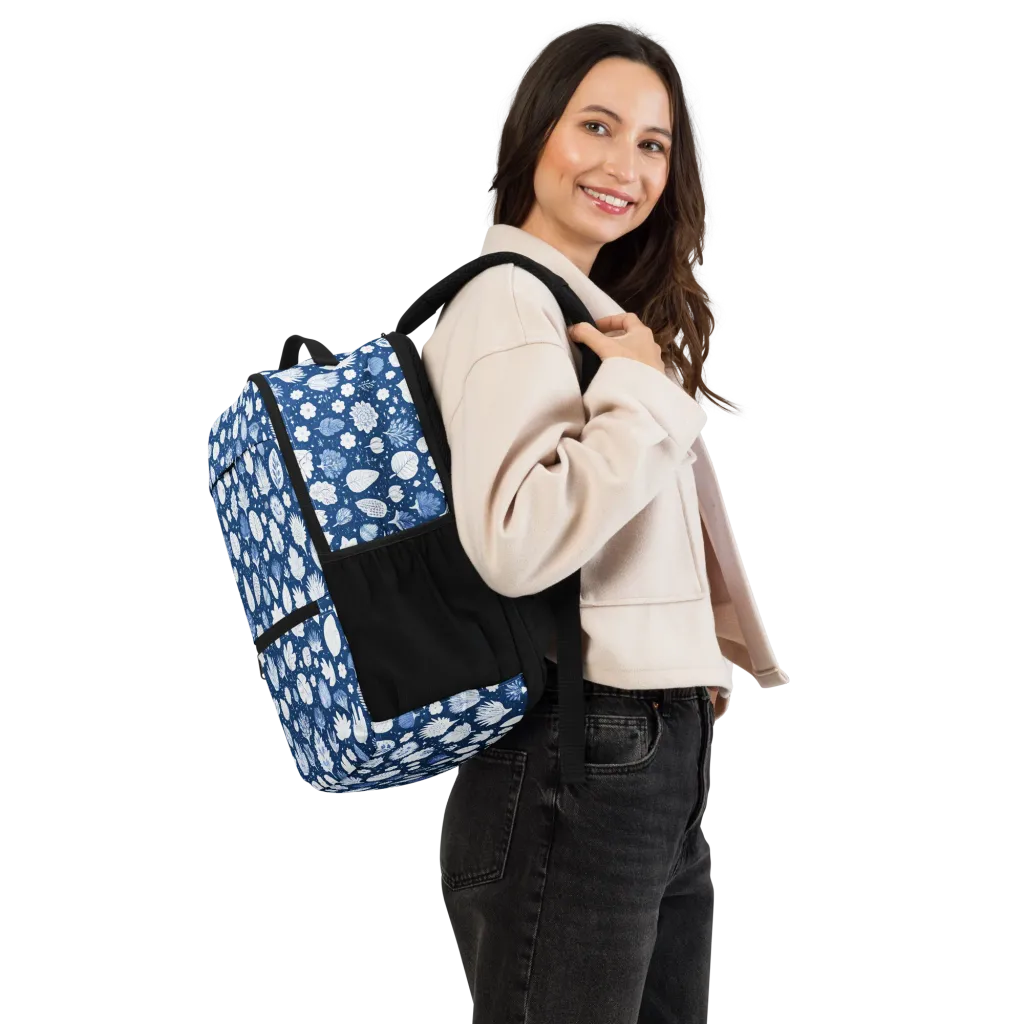 Indigo Herbarium on Utility Backpack — Right