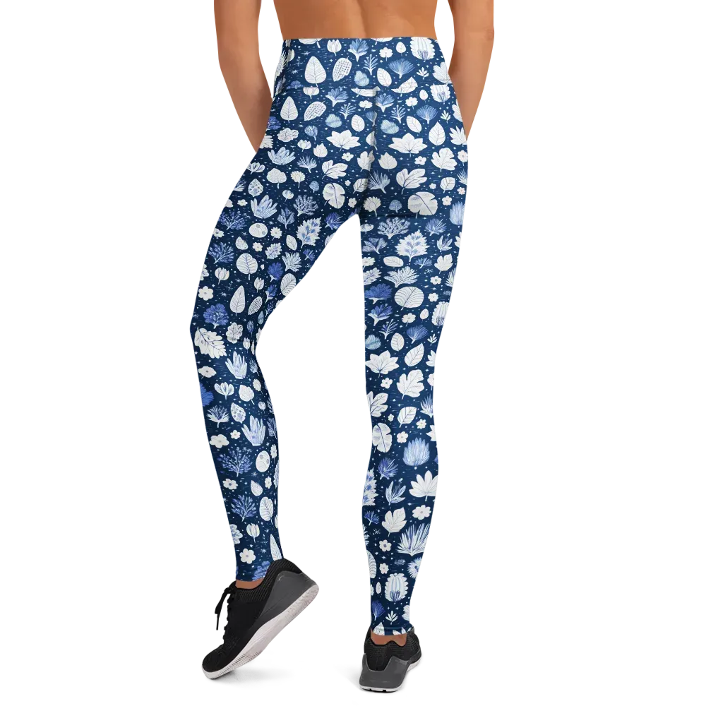 Indigo Herbarium on Yoga Leggings — Back