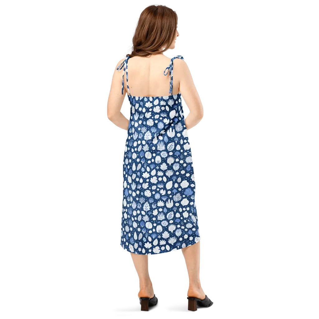 Indigo Herbarium on Slip Dress — Back