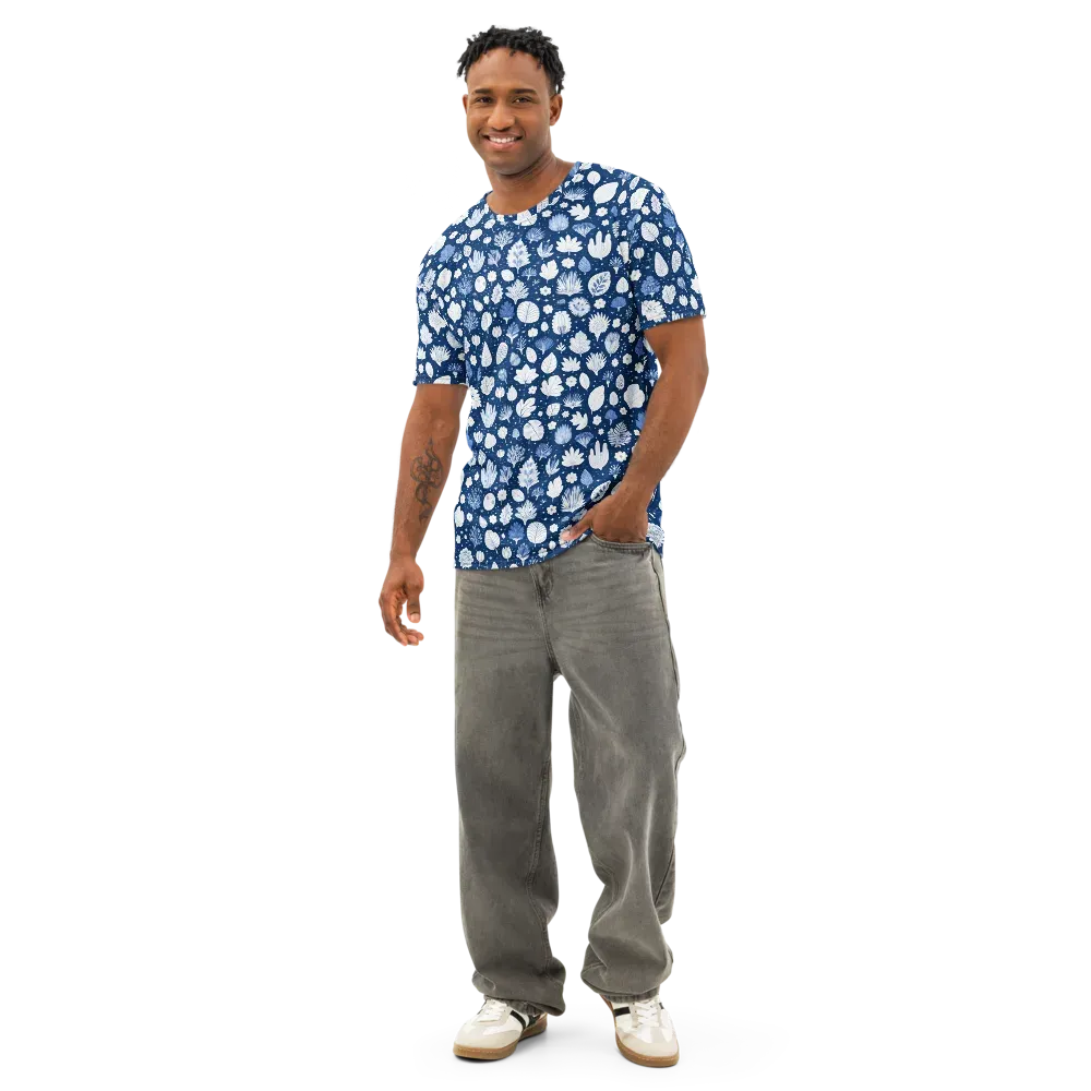 Indigo Herbarium on Men's Cotton Crew Neck T-Shirt — Front