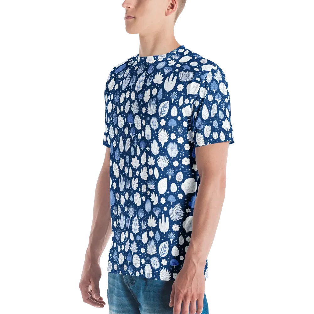 Indigo Herbarium on Men's Crew Neck T-Shirt — Left