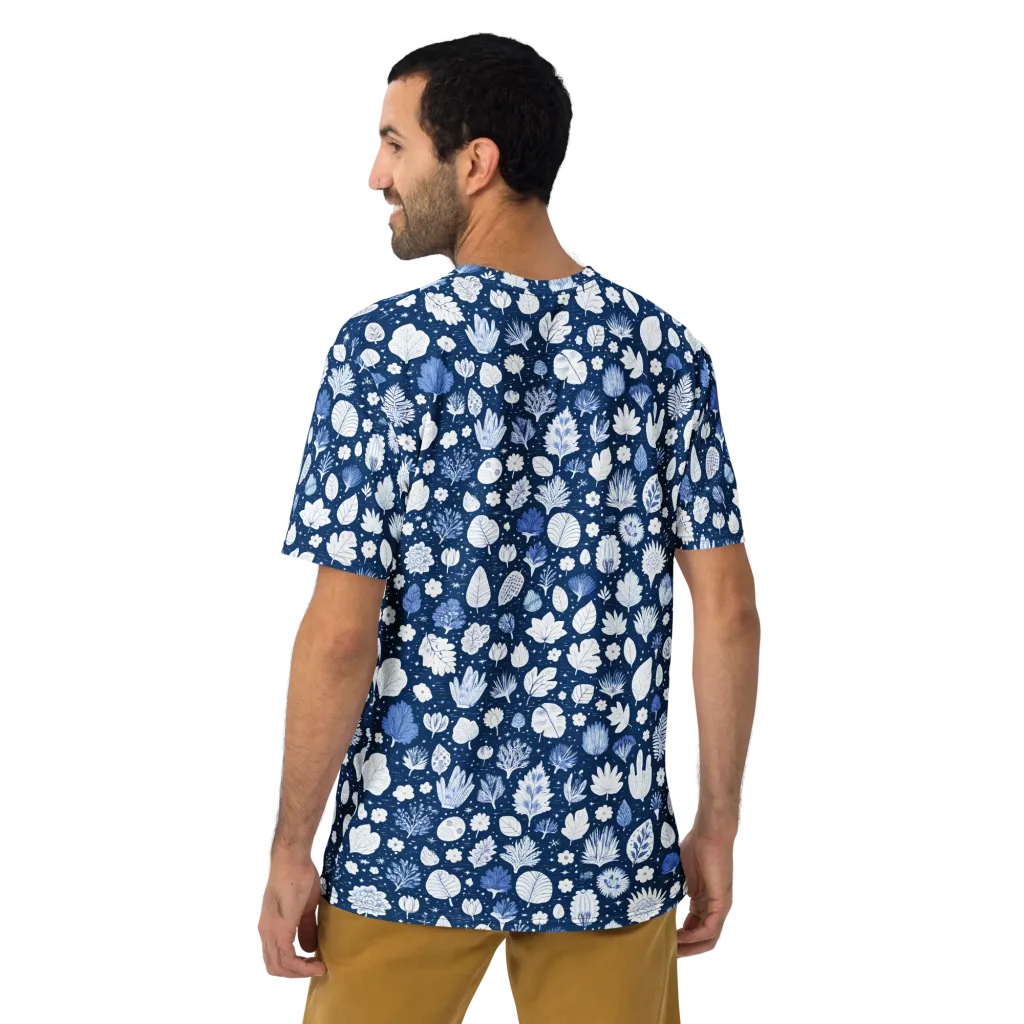Indigo Herbarium on Men's Crew Neck T-Shirt — Back print