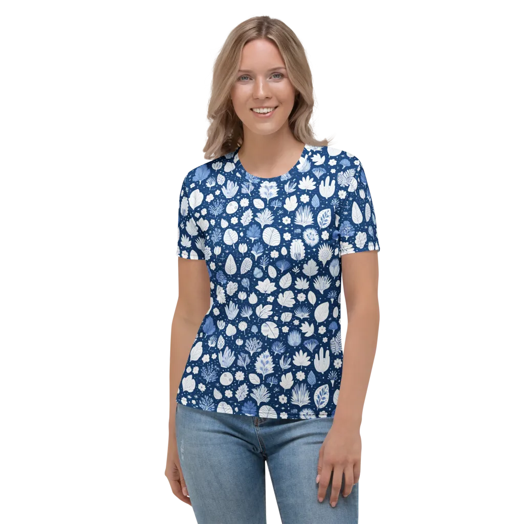 Indigo Herbarium on Women's Crew Neck T-Shirt — Front