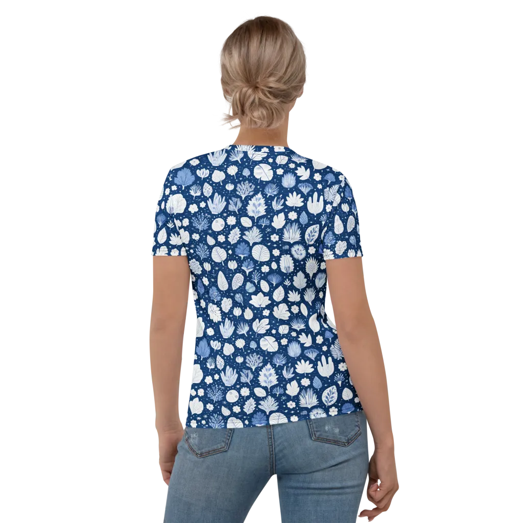 Indigo Herbarium on Women's Crew Neck T-Shirt — Back