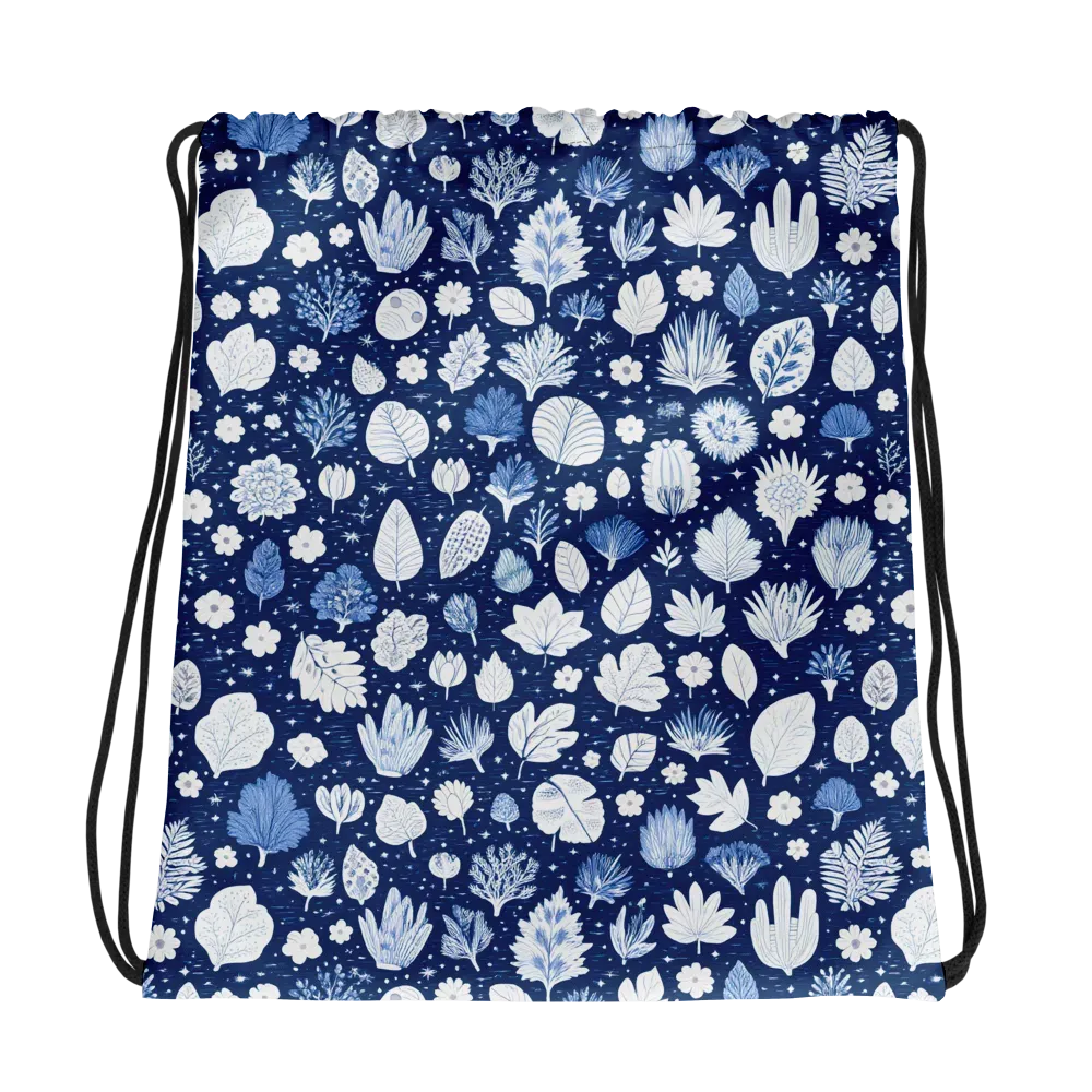 Indigo Herbarium on Drawstring Bag — Mockup