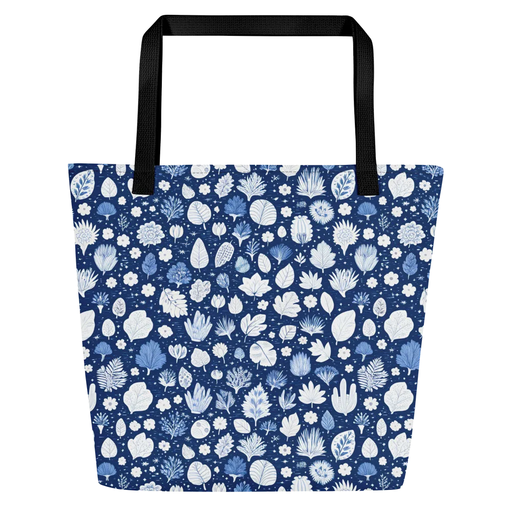 Indigo Herbarium on Large Tote Bag W/ Pocket — Front