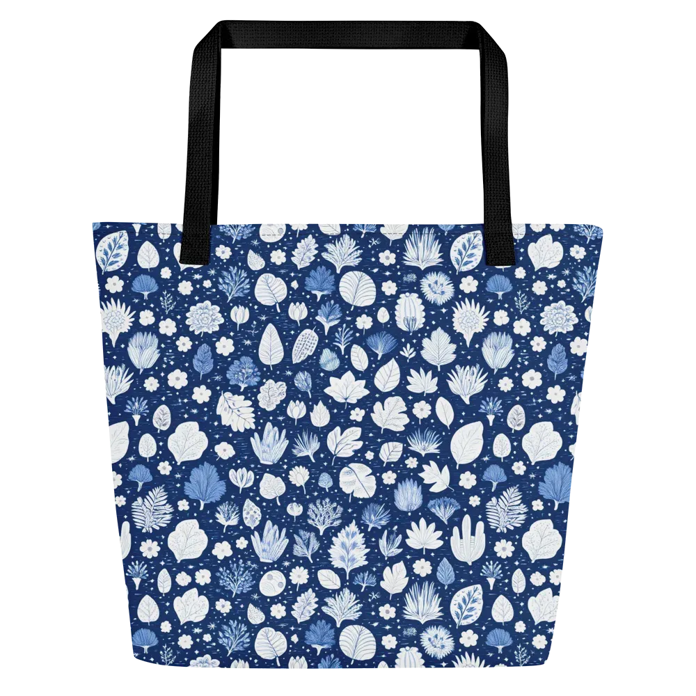 Indigo Herbarium on Large Tote Bag W/ Pocket — Front
