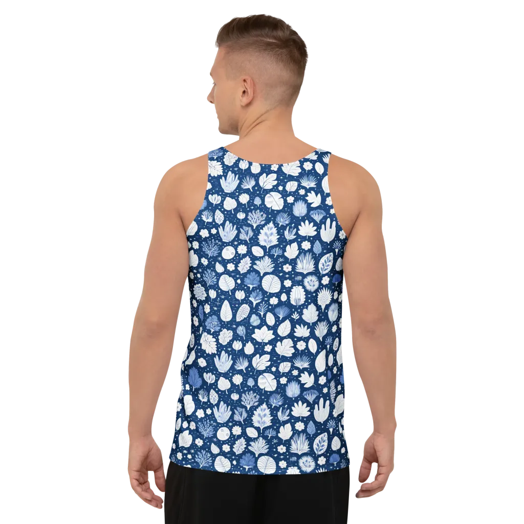 Indigo Herbarium on Men's Tank Top — Back print