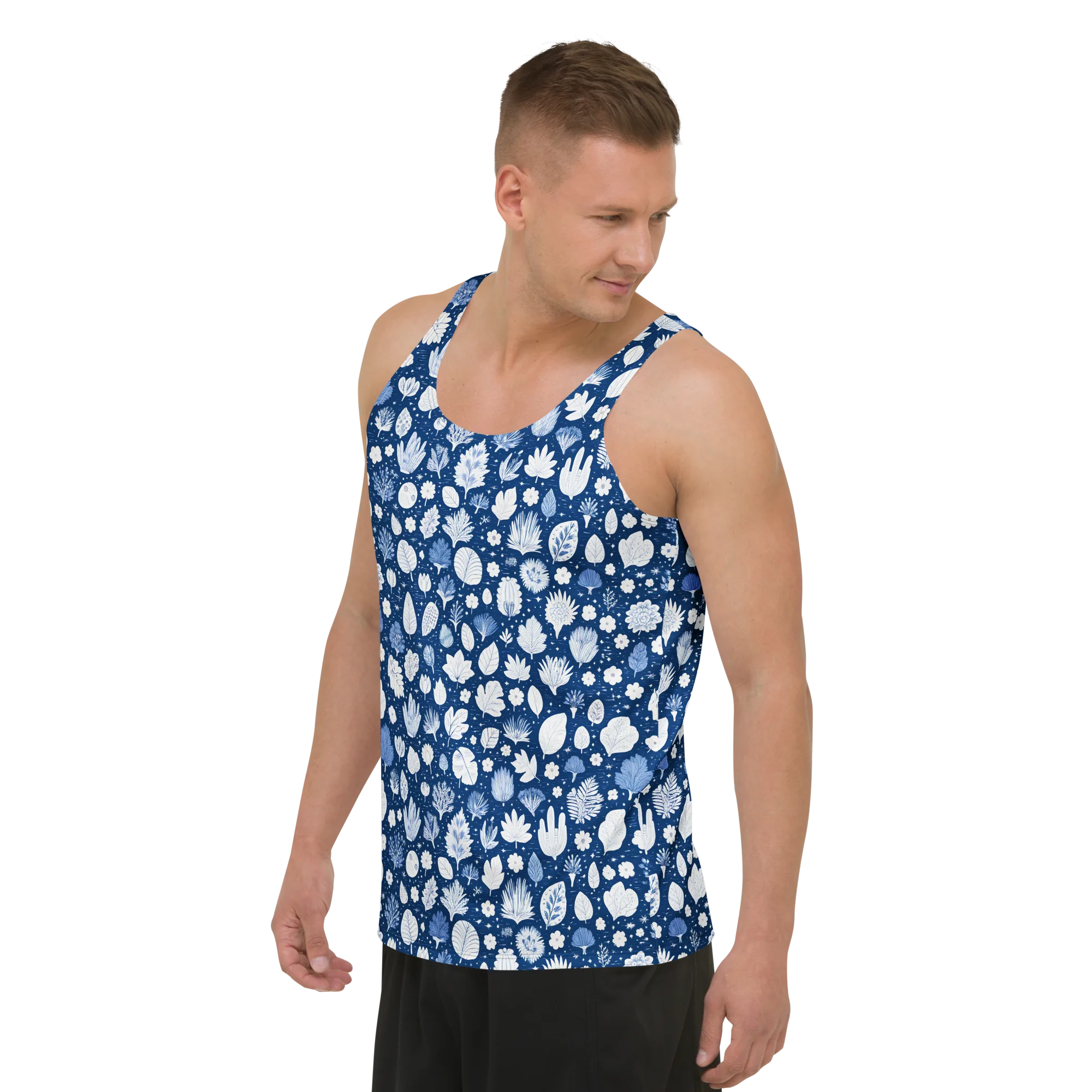 Indigo Herbarium on Men's Tank Top — Front print