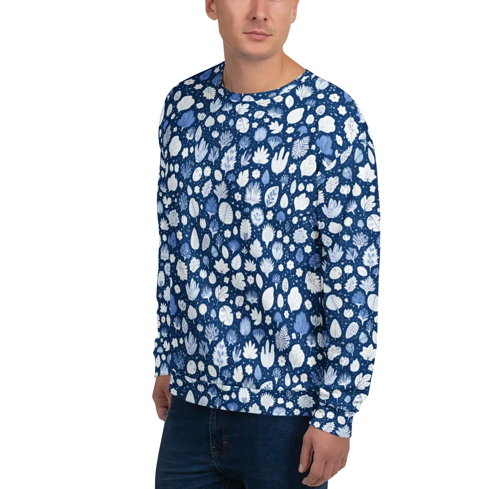 Indigo Herbarium on Sweatshirt — Left Front