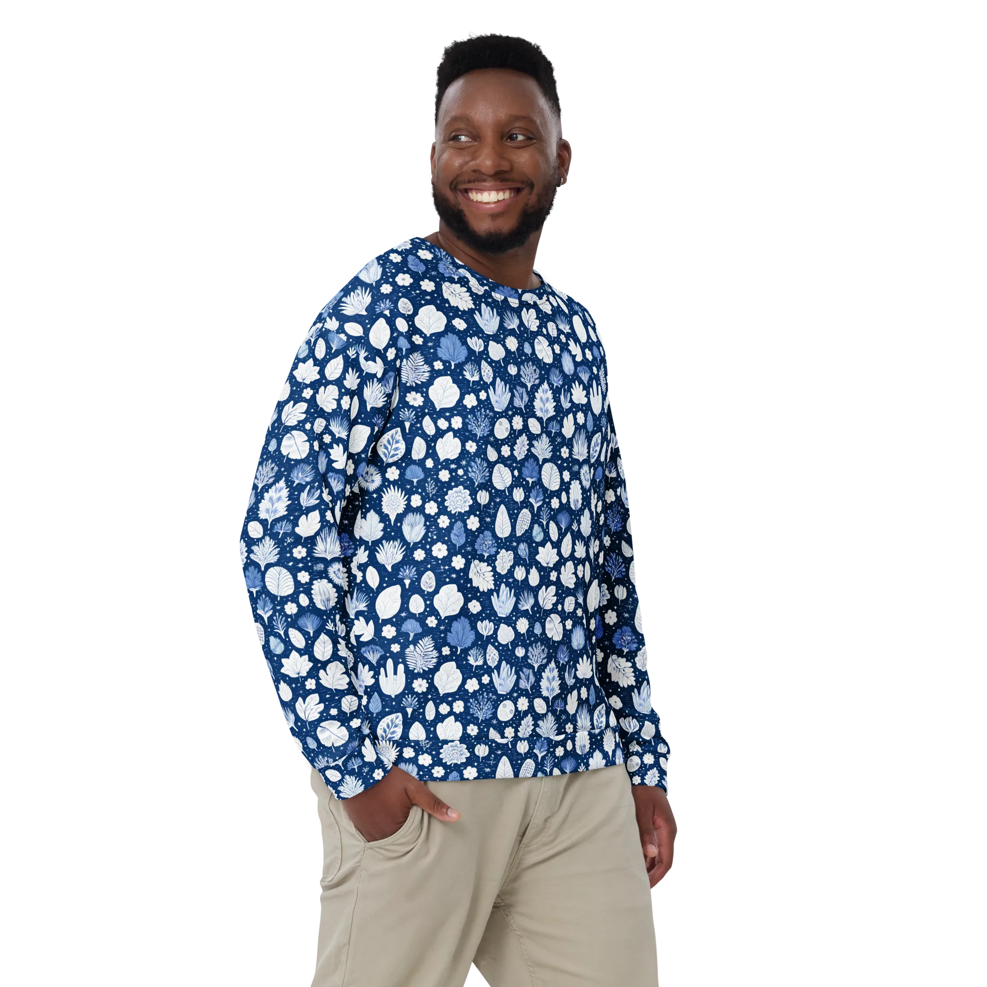Indigo Herbarium on Sweatshirt — Front print
