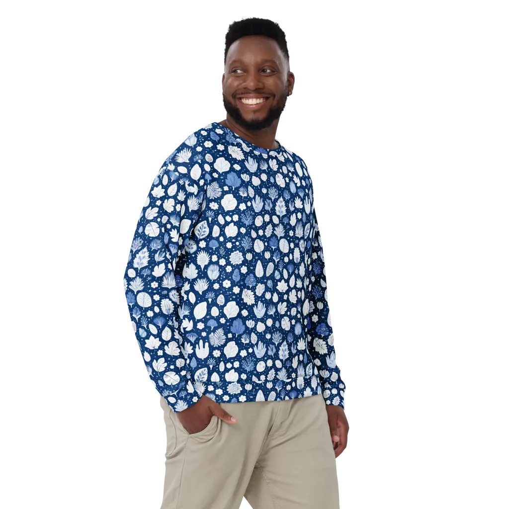 Indigo Herbarium on Sweatshirt — Front print