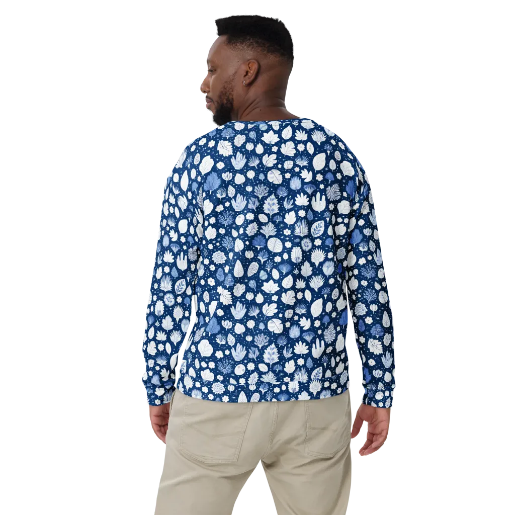 Indigo Herbarium on Sweatshirt — Back print