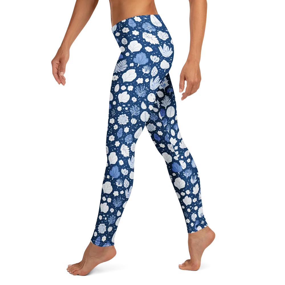 Indigo Herbarium on Leggings — Left