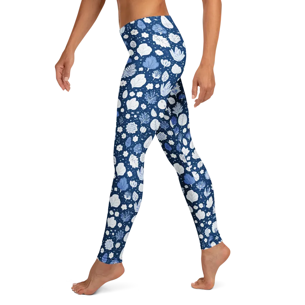 Indigo Herbarium on Leggings — Left