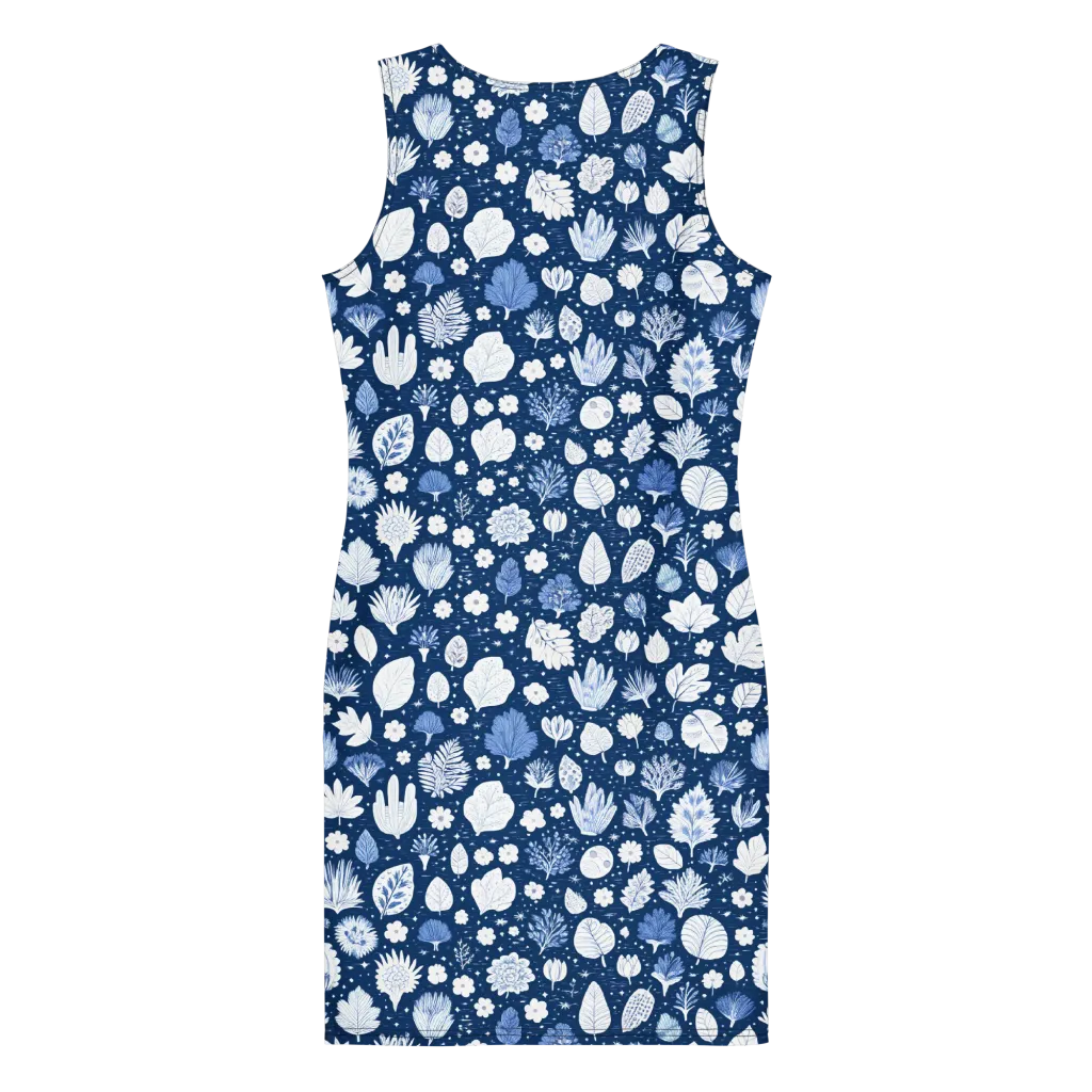 Indigo Herbarium on Bodycon Dress — Print file